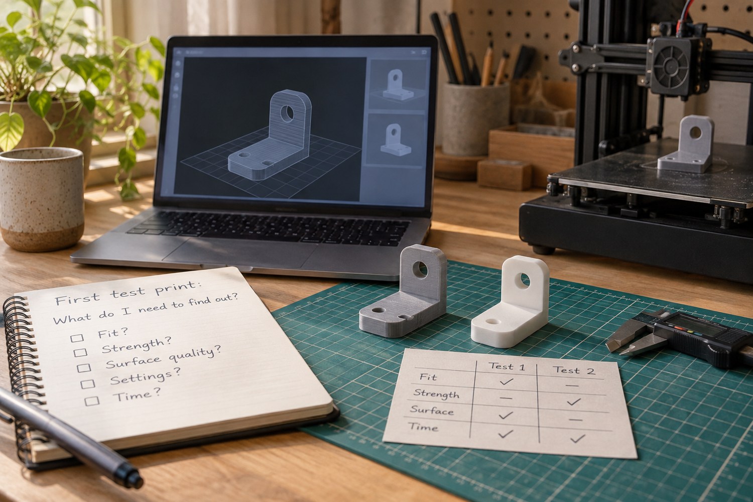 Illustration: Plan a first test print with a clear question