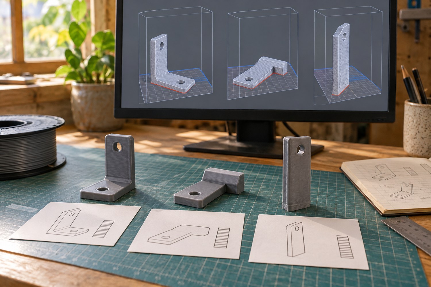 Illustration: Choose an orientation for a printed bracket