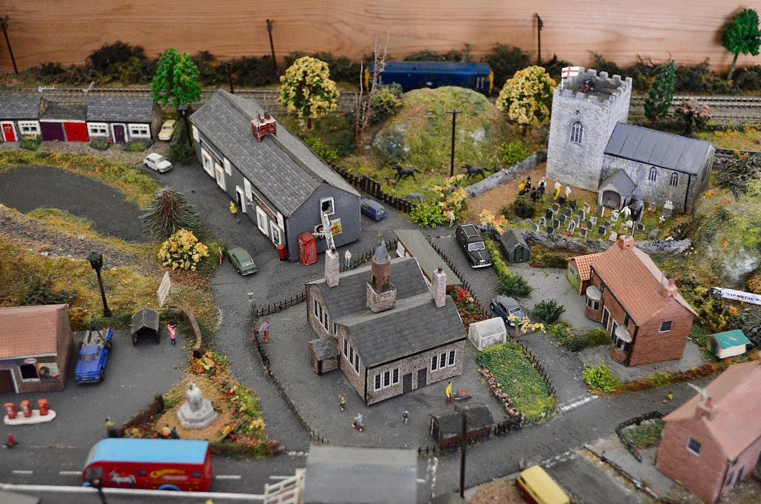 Miniature village with a prominent central building